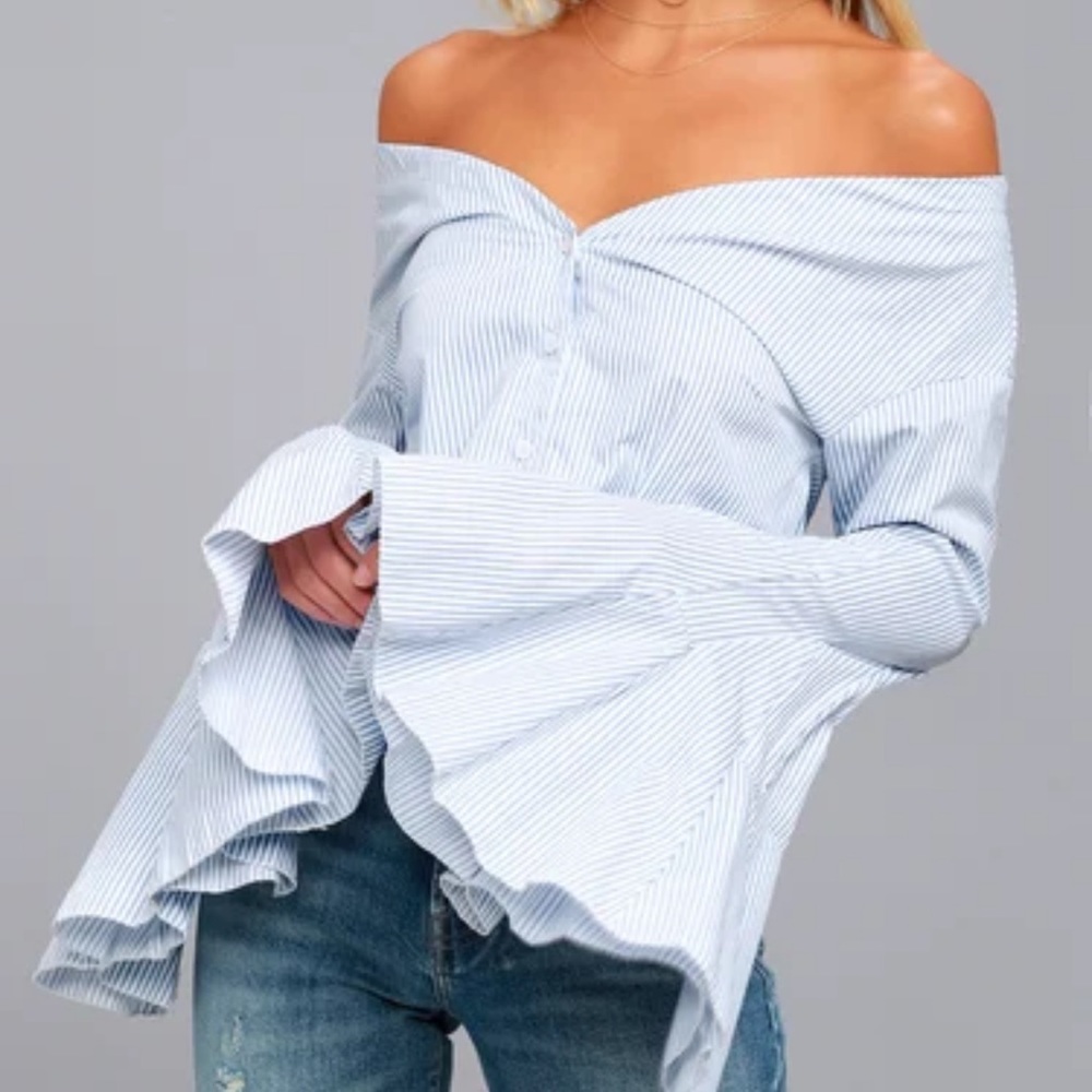 Lulus striped bell sleeve top